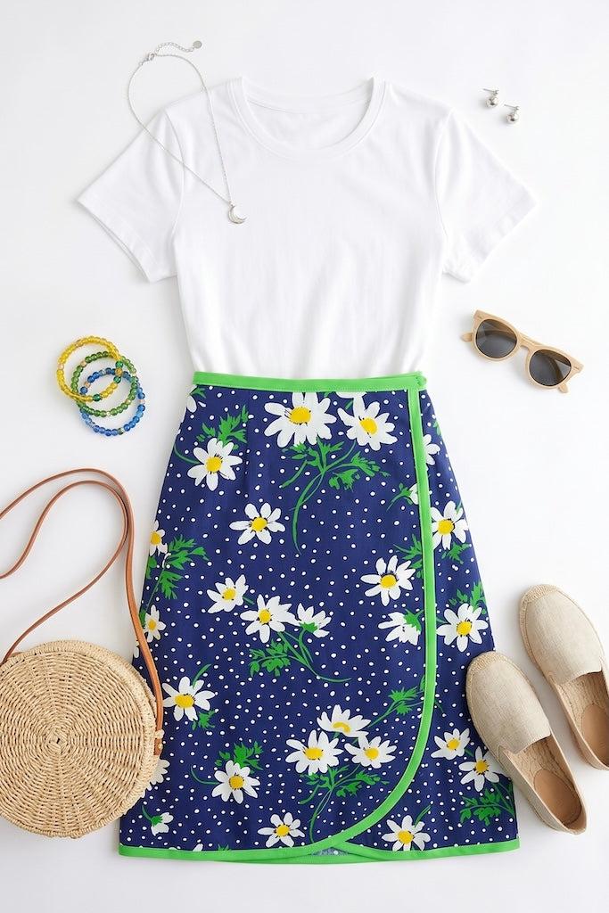 Vintage Novelty Print Pigs Wrap Skirt-ThisBlueBird