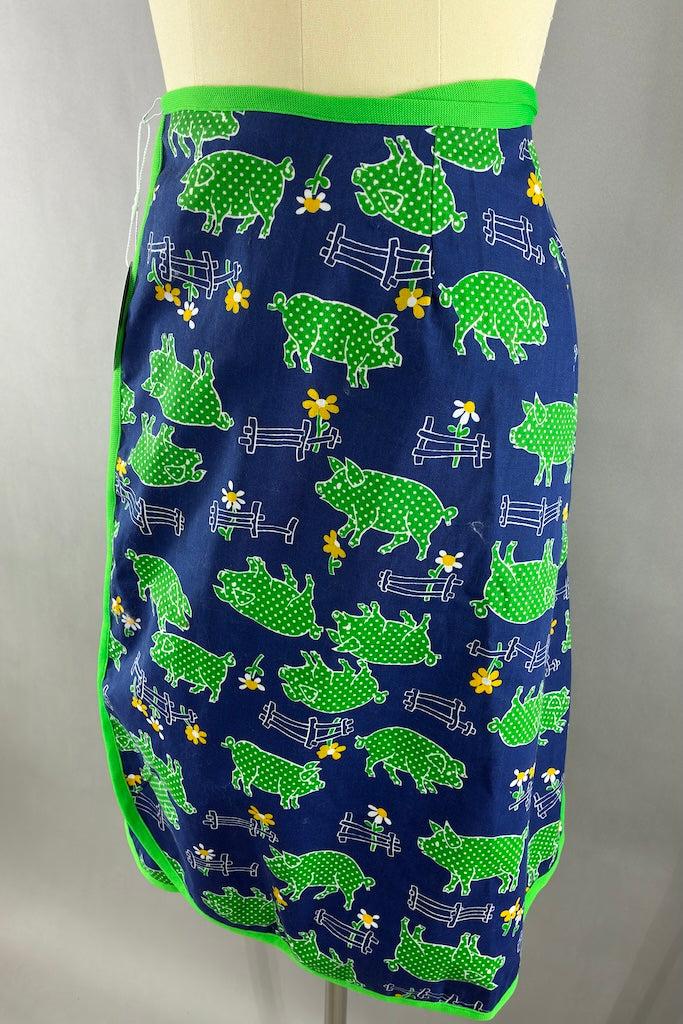 Vintage Novelty Print Pigs Wrap Skirt-ThisBlueBird
