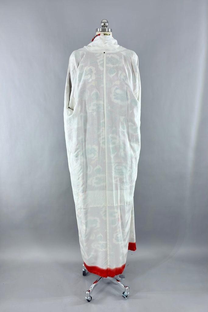 Vintage Orange &amp; Green Floral Silk Kimono-ThisBlueBird