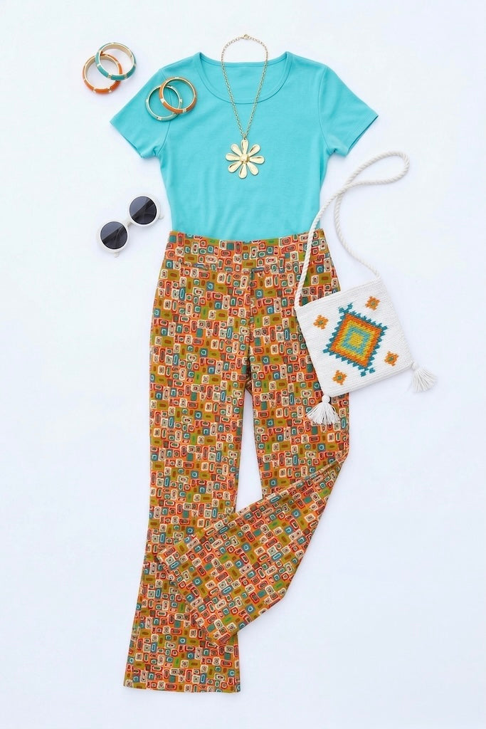 Vintage Orange Mod Flared Pants-ThisBlueBird