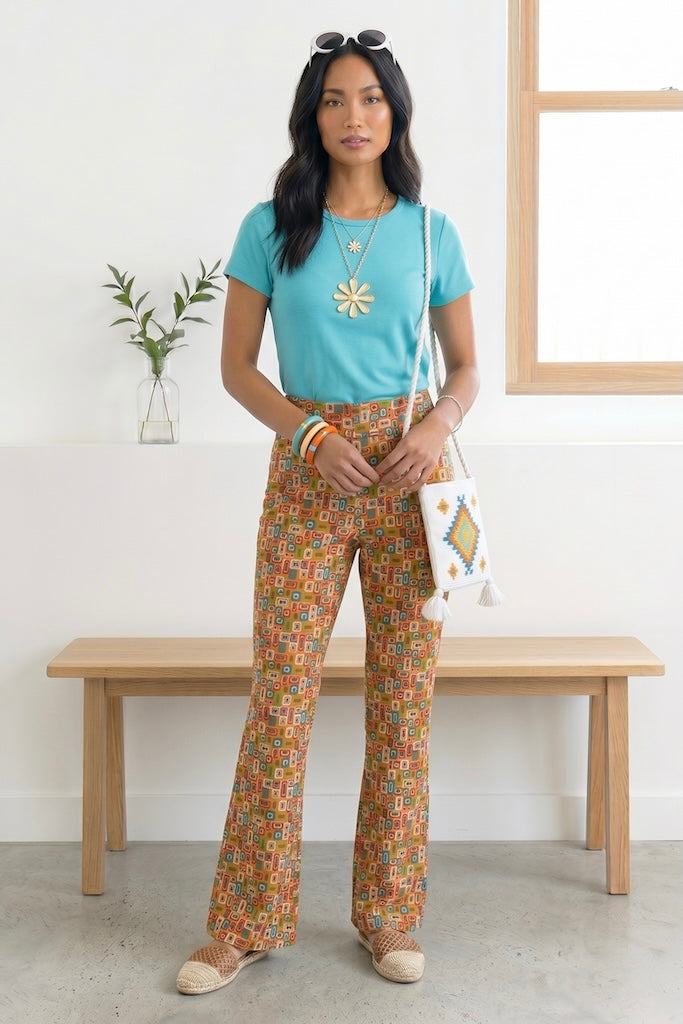 Vintage Orange Mod Flared Pants-ThisBlueBird