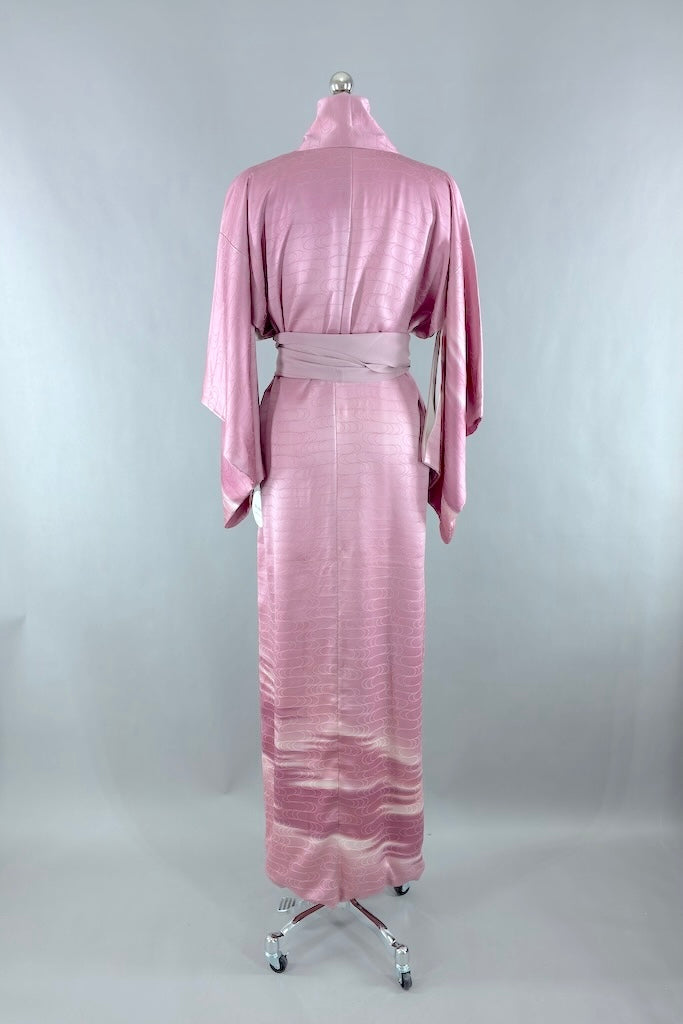 Vintage Orchid Pink Ombre Silk Kimono Robe-ThisBlueBird