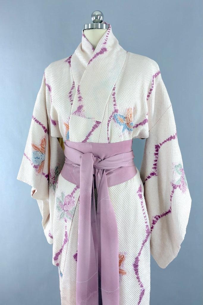 Vintage Orchid Shibori Silk Kimono-ThisBlueBird