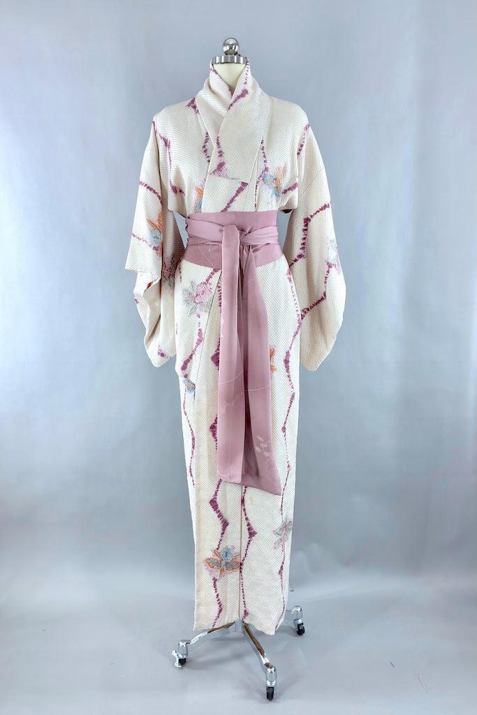Vintage Orchid Shibori Silk Kimono-ThisBlueBird