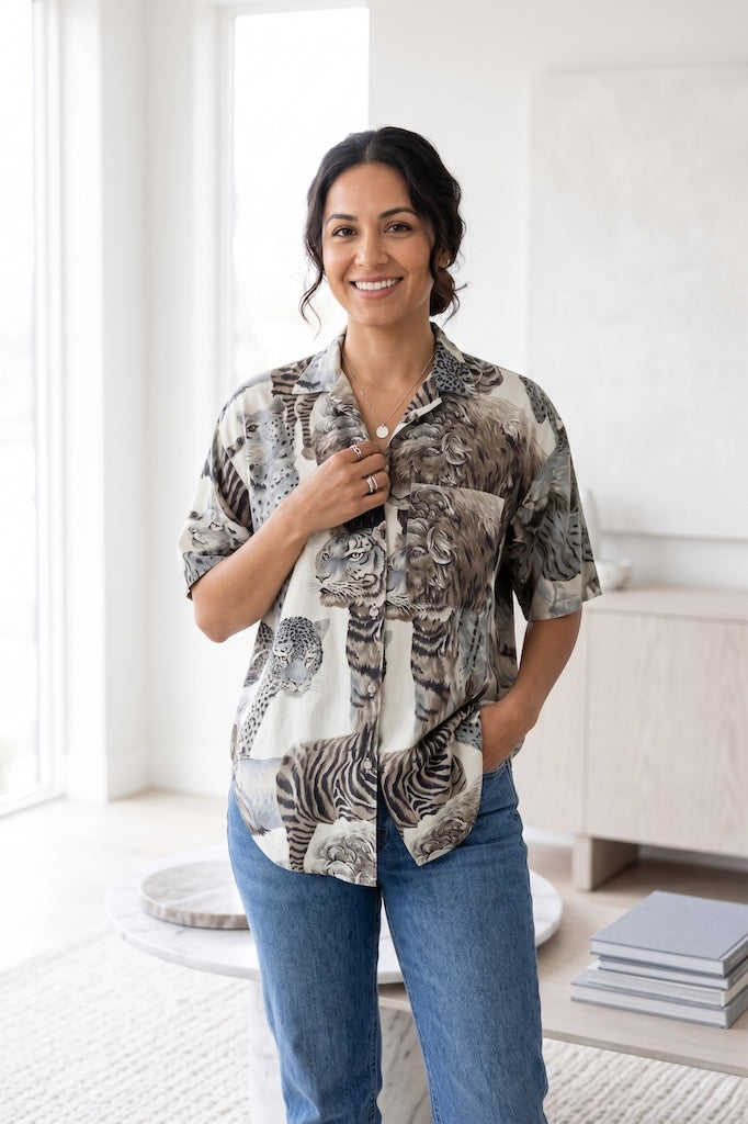 Vintage Panama Jill Jungle Safari Print Shirt-ThisBlueBird