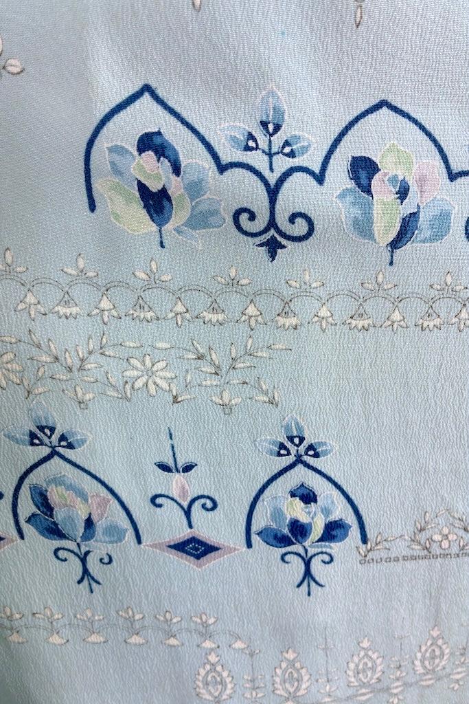 Vintage Pastel Blue Rose Silk Kimono-ThisBlueBird