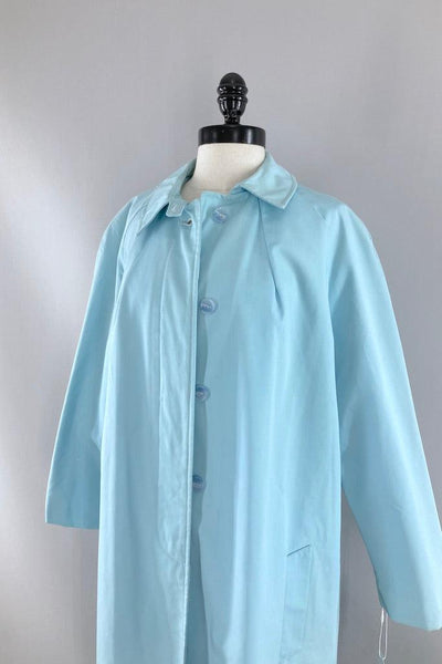 Vintage Pastel Blue Spring Overcoat Raincoat-ThisBlueBird