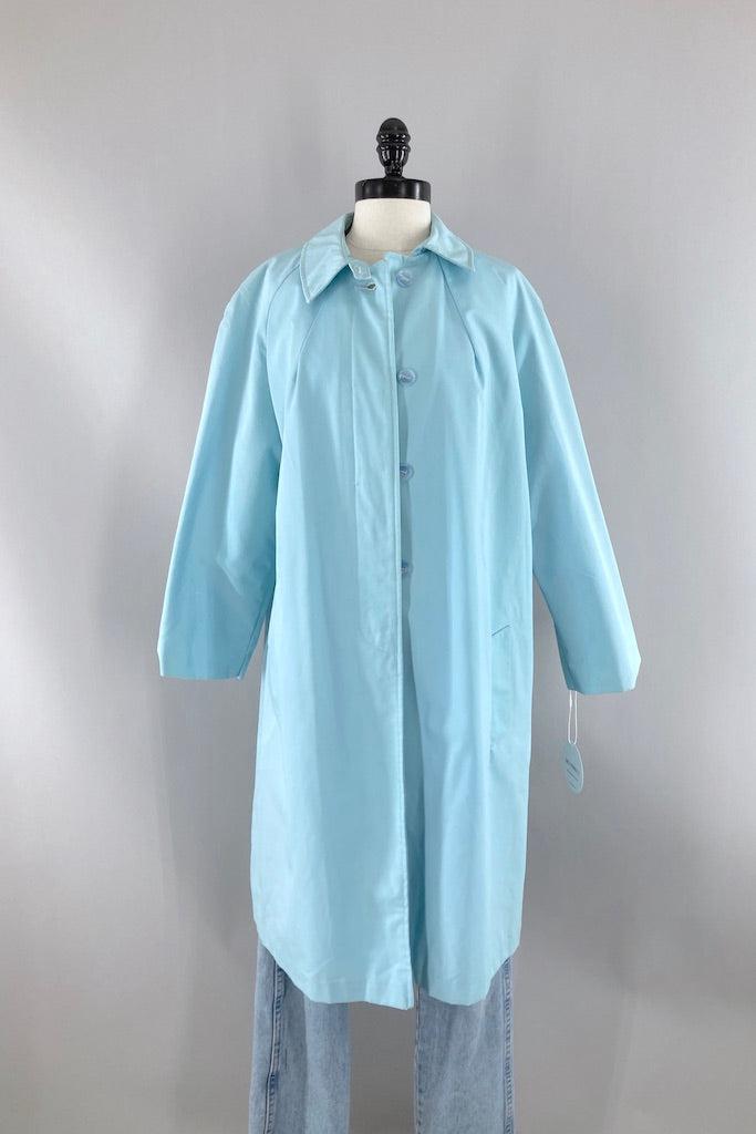Vintage Pastel Blue Spring Overcoat Raincoat-ThisBlueBird