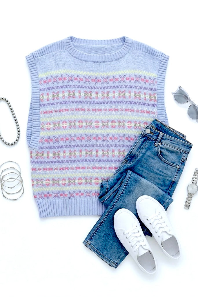 Vintage Pastel Fair Isle Sweater-ThisBlueBird