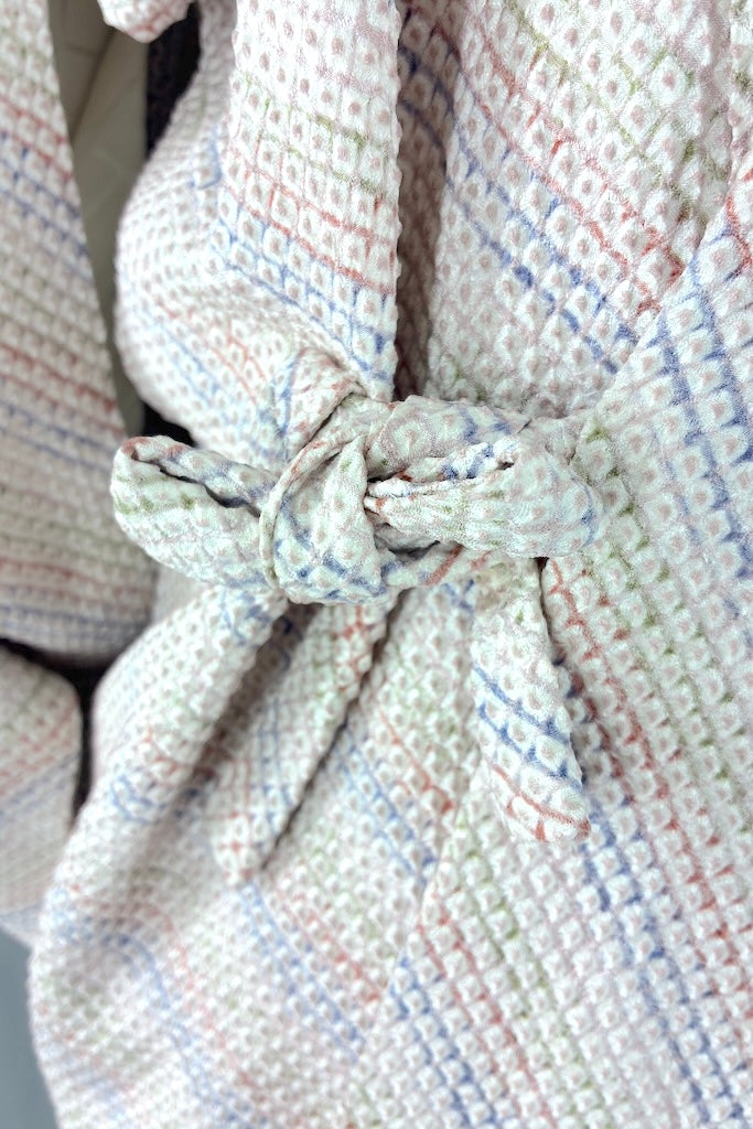 Vintage Pastel Rainbow Shibori Silk Kimono Cardigan-ThisBlueBird