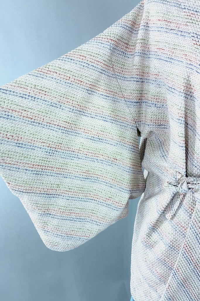 Vintage Pastel Rainbow Shibori Silk Kimono Cardigan-ThisBlueBird