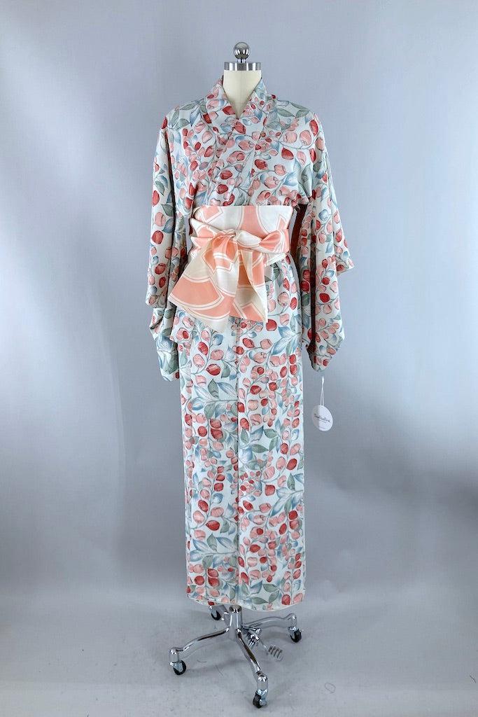 Vintage Pastel Wisteria Silk Kimono Robe-ThisBlueBird