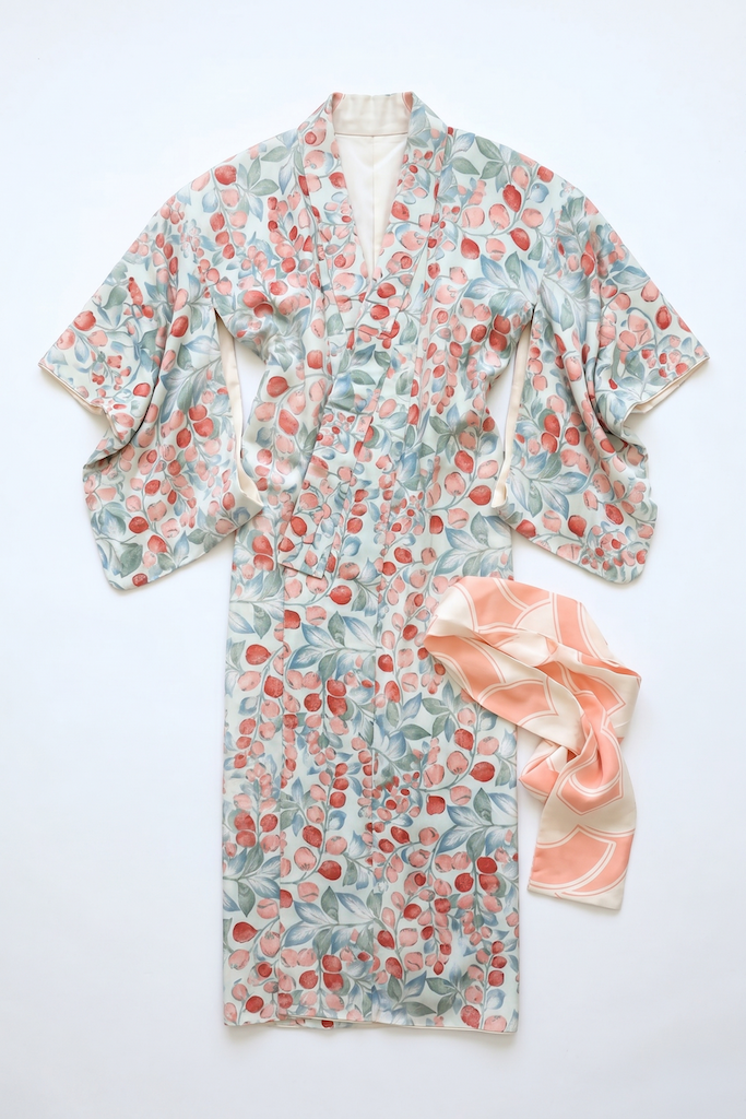 Vintage Pastel Wisteria Silk Kimono Robe-ThisBlueBird