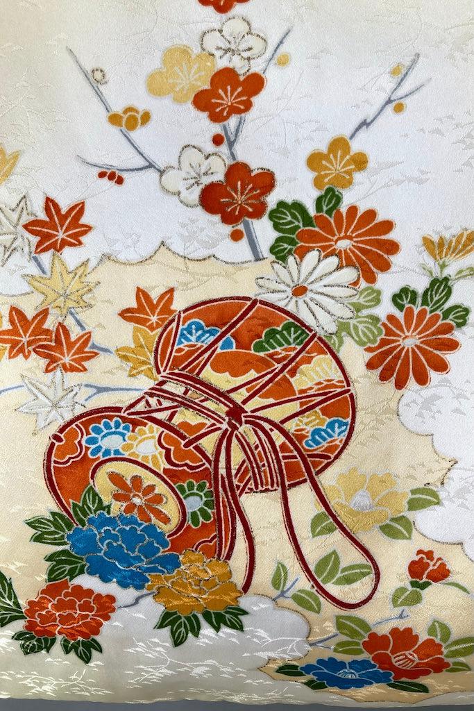 Vintage Pastel Yellow Drums Print Kimono-ThisBlueBird