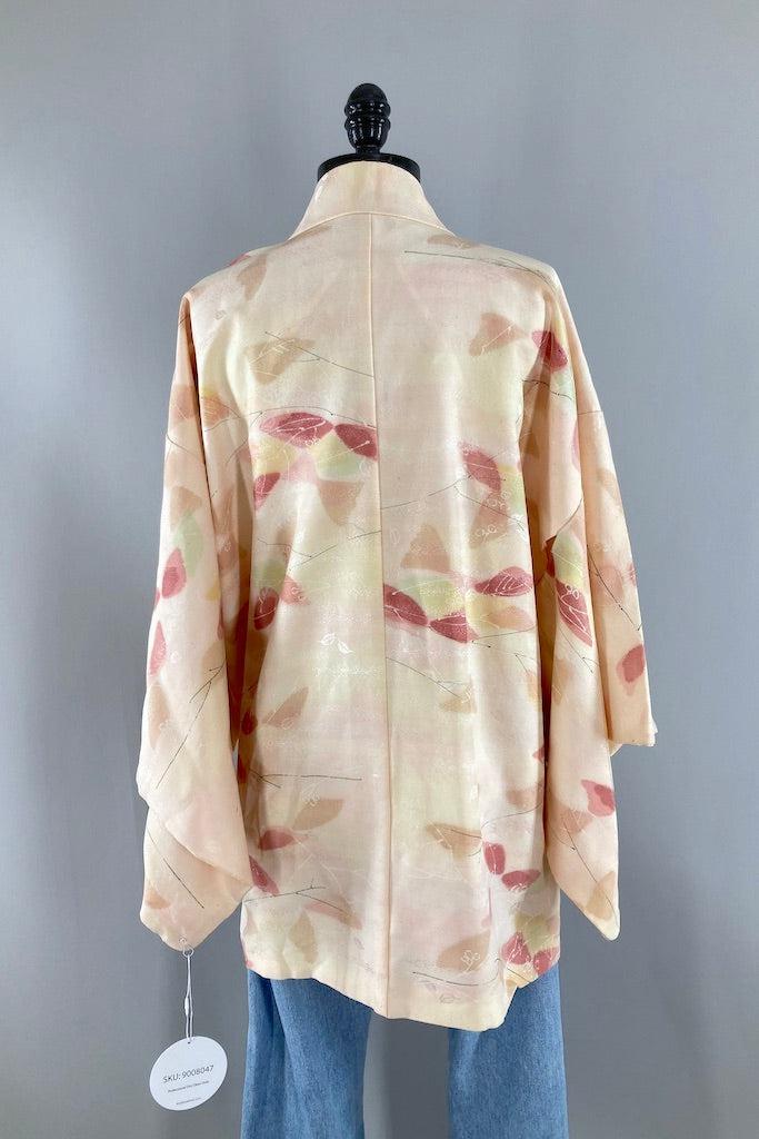 Vintage Peach Abstract Silk Kimono Cardigan-ThisBlueBird