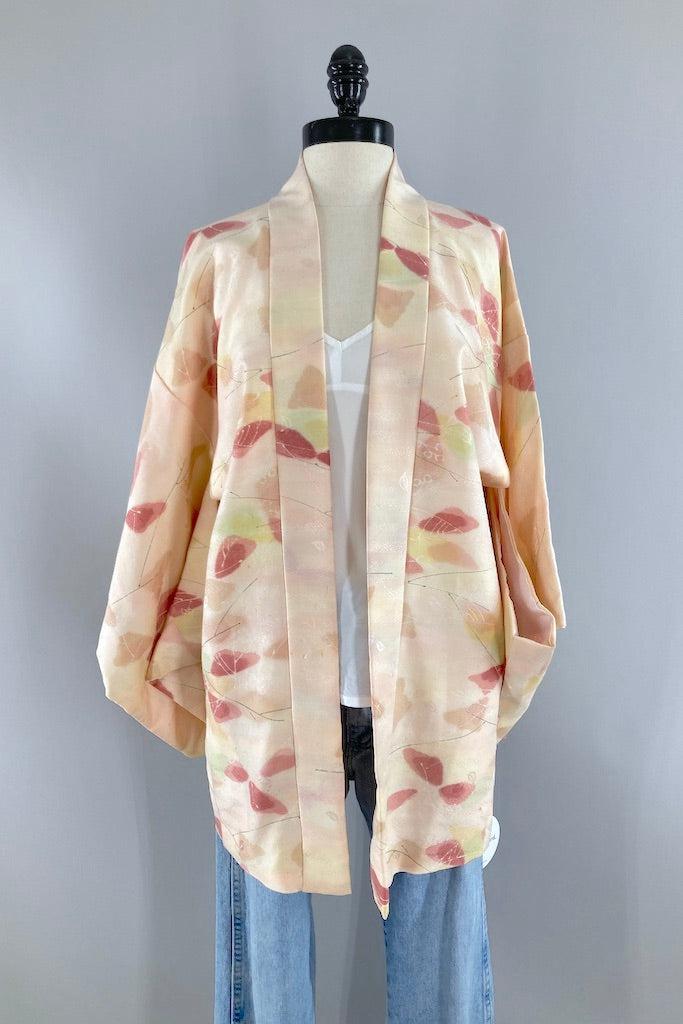 Vintage Peach Abstract Silk Kimono Cardigan – ThisBlueBird