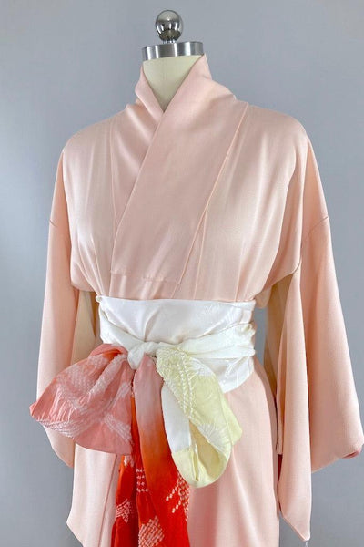 Vintage Peachy Pink Silk Kimono-ThisBlueBird