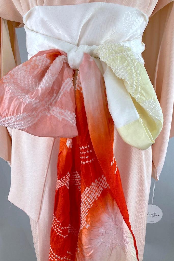 Vintage Peachy Pink Silk Kimono-ThisBlueBird