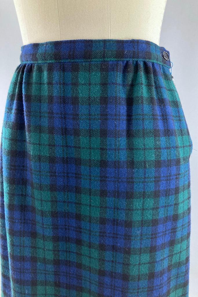 Vintage Pendleton Black Watch Tartan Wool Skirt-ThisBlueBird