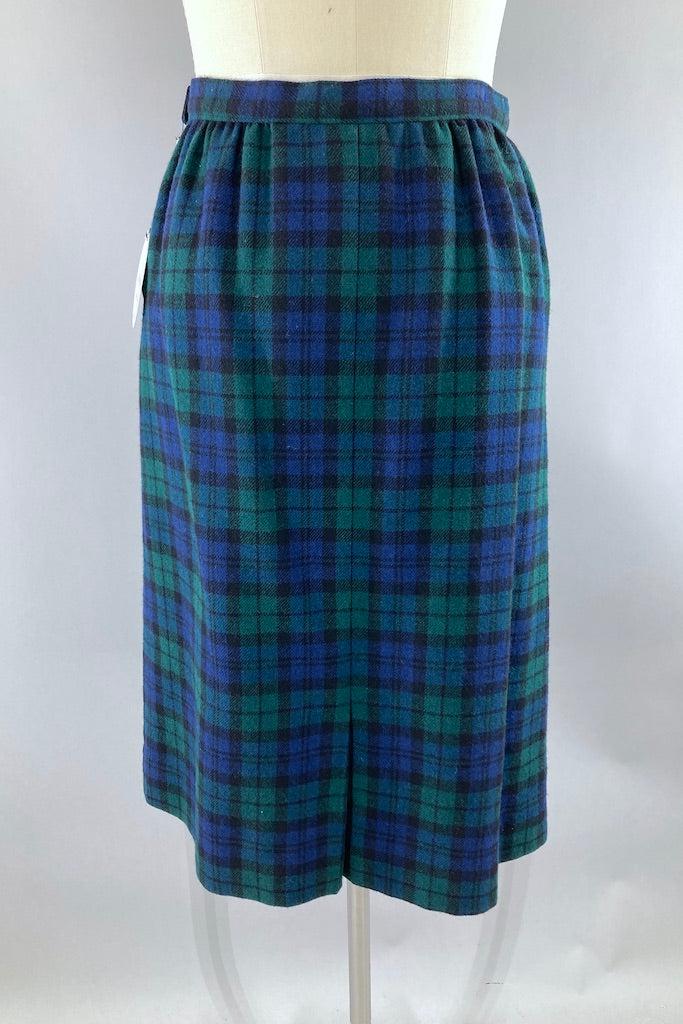 Vintage Pendleton Black Watch Tartan Wool Skirt-ThisBlueBird