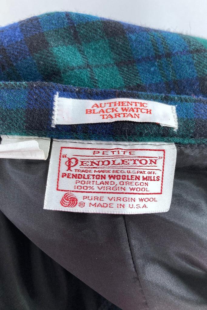 Vintage Pendleton Black Watch Tartan Wool Skirt-ThisBlueBird