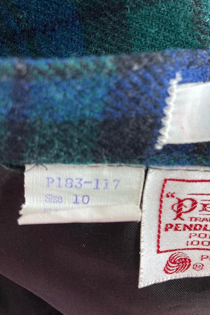 Vintage Pendleton Black Watch Tartan Wool Skirt-ThisBlueBird