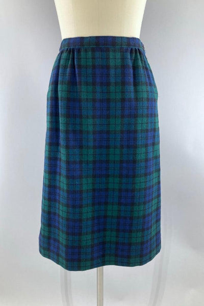 Vintage Pendleton Black Watch Tartan Wool Skirt-ThisBlueBird