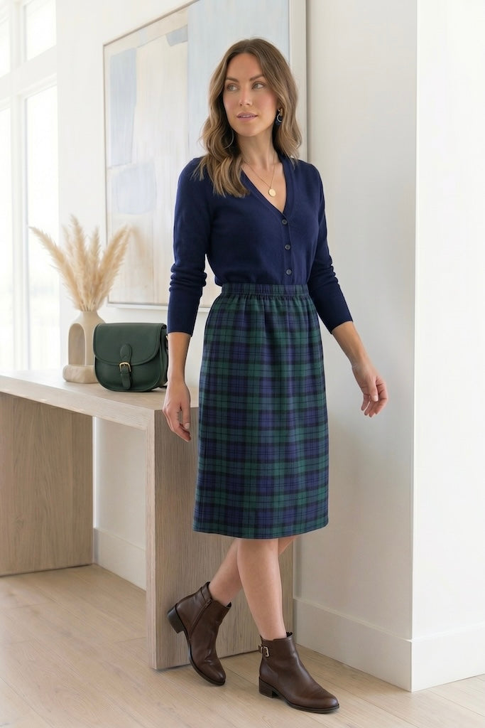 Vintage Pendleton Black Watch Tartan Wool Skirt-ThisBlueBird