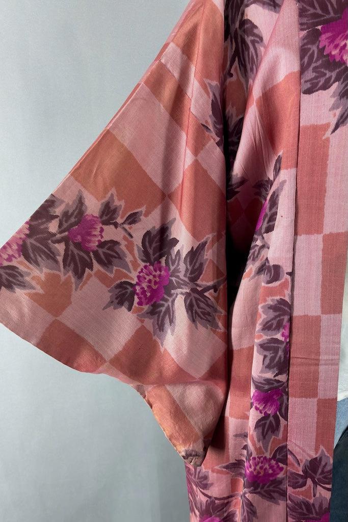 Vintage Peony Meisen Silk Kimono Cardigan-ThisBlueBird