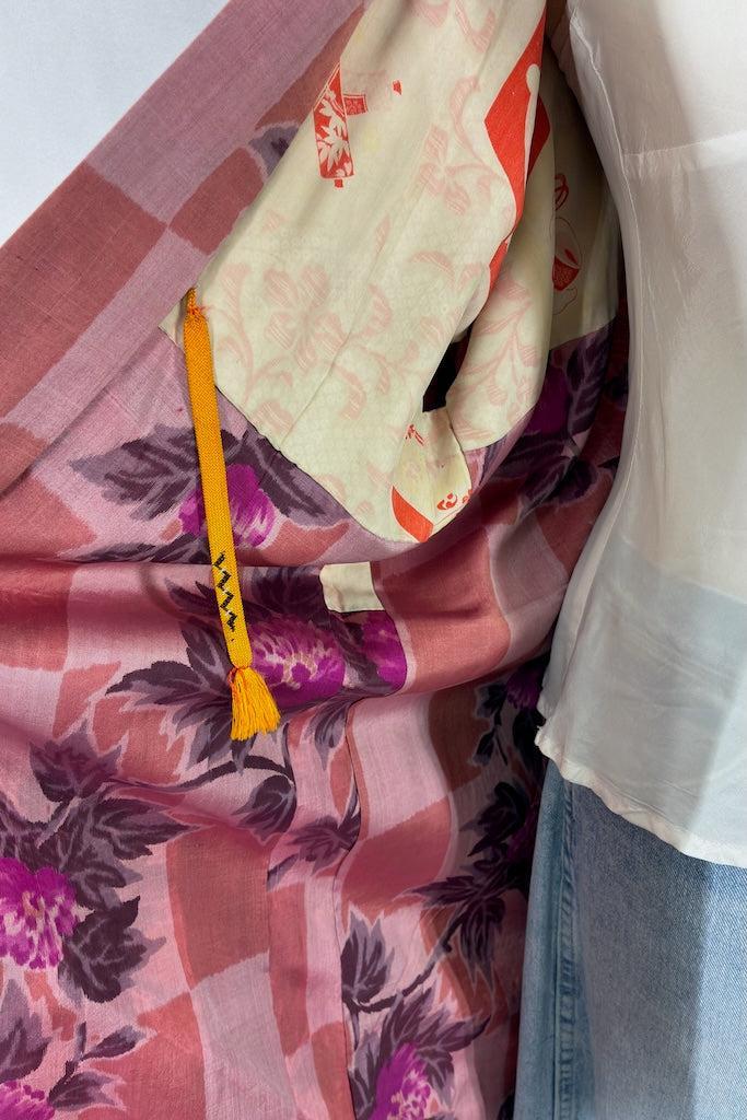 Vintage Peony Meisen Silk Kimono Cardigan-ThisBlueBird