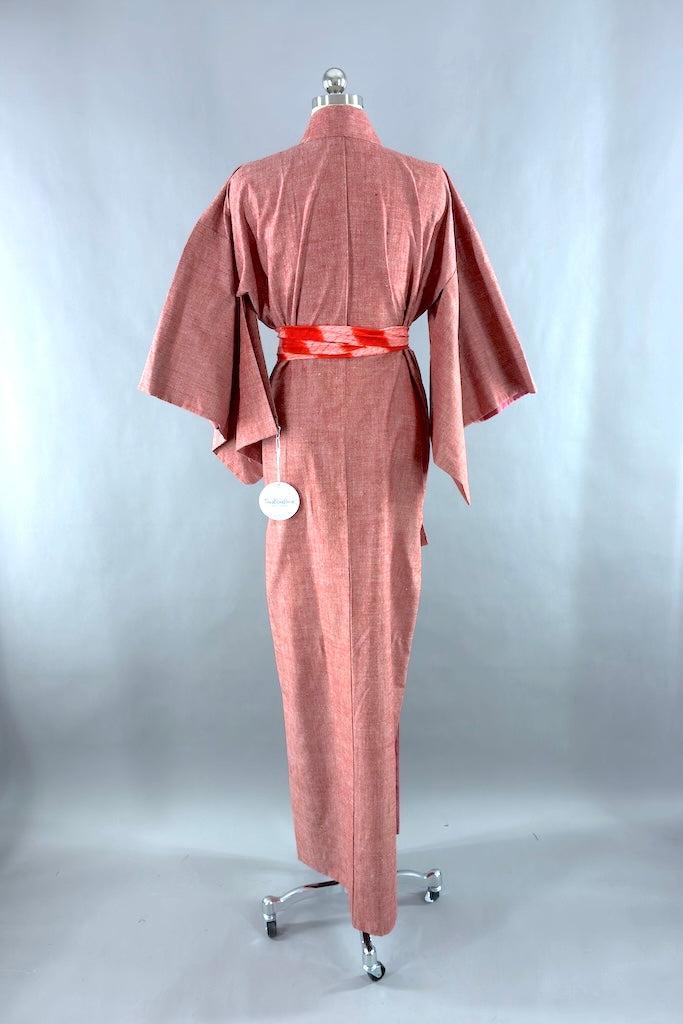 Vintage Pepppermint Pink Raw Silk Kimono-ThisBlueBird