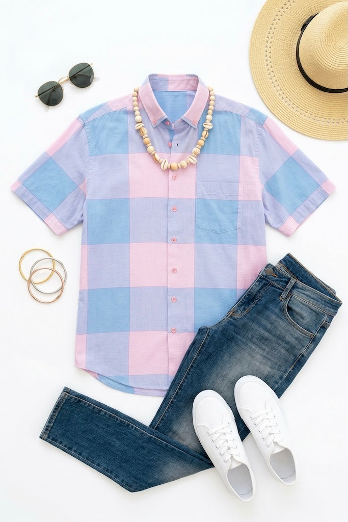 Vintage Pier Connection Plaid Summer Shirt-ThisBlueBird