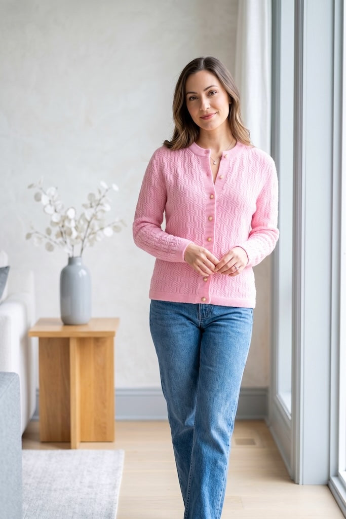 Vintage Pink Cardigan Sweater-ThisBlueBird