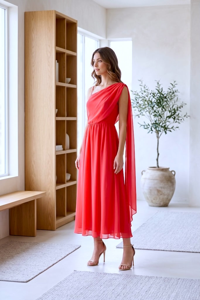 Vintage Pink Chiffon Evening Gown-ThisBlueBird