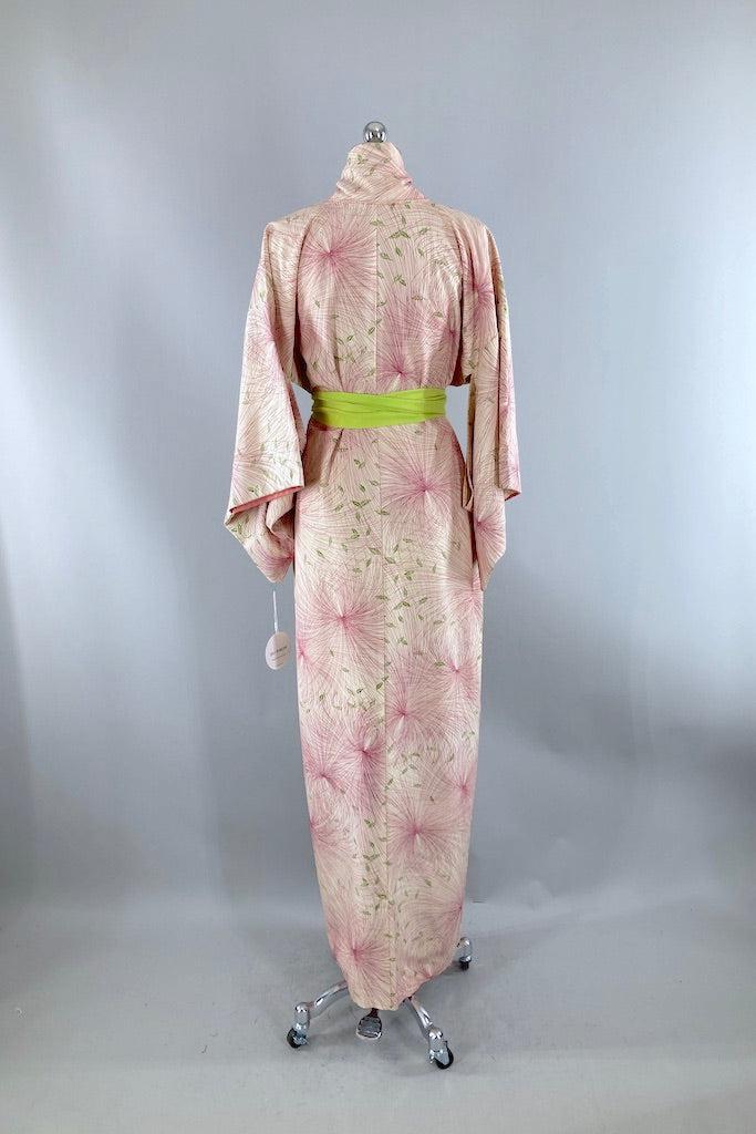 Vintage Pink Chrysanthemum Silk Kimono-ThisBlueBird