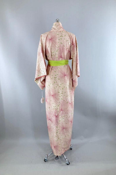 Vintage Pink Chrysanthemum Silk Kimono-ThisBlueBird