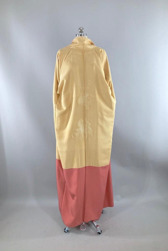 Vintage Pink Chrysanthemum Silk Kimono-ThisBlueBird