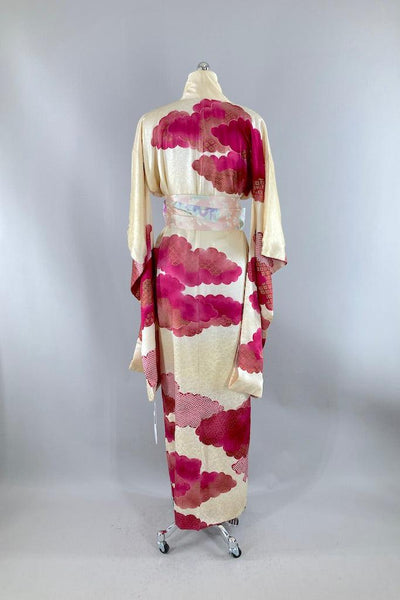 Vintage Pink Clouds Silk Kimono-ThisBlueBird