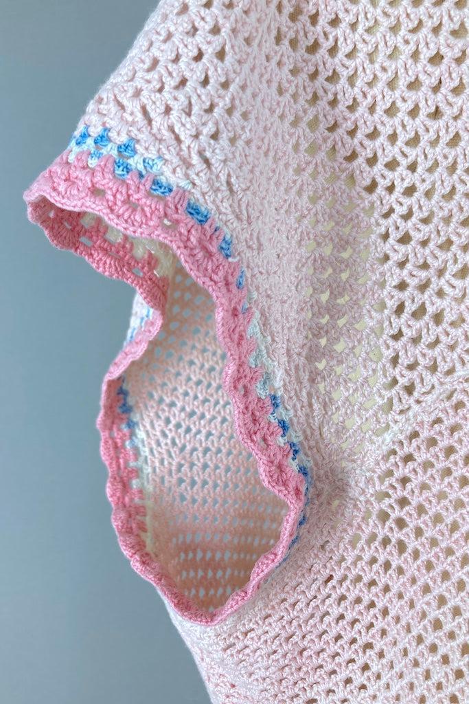 Vintage Pink Crochet Cotton Dress-ThisBlueBird