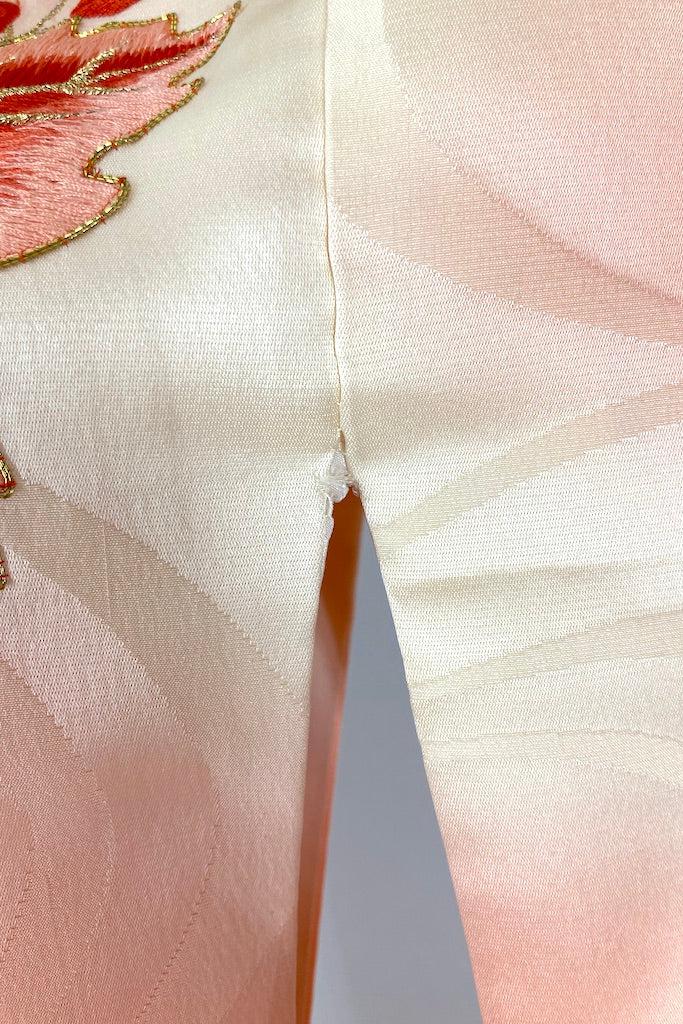 Vintage Pink Embroidered Phoenix Silk Kimono-ThisBlueBird