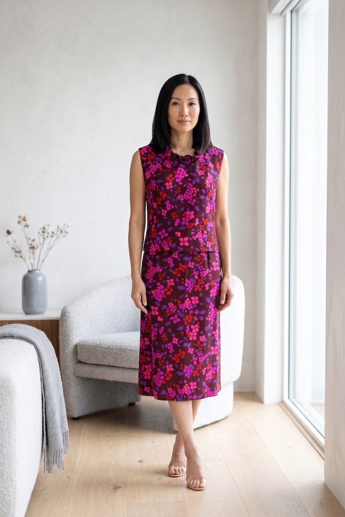 Vintage Pink Floral Blouse &amp; Skirt Set-ThisBlueBird