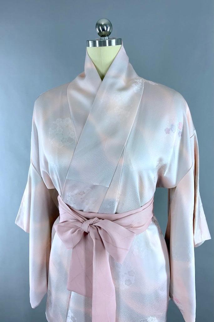 Vintage Pink & Gray Ombre Silk Kimono-ThisBlueBird