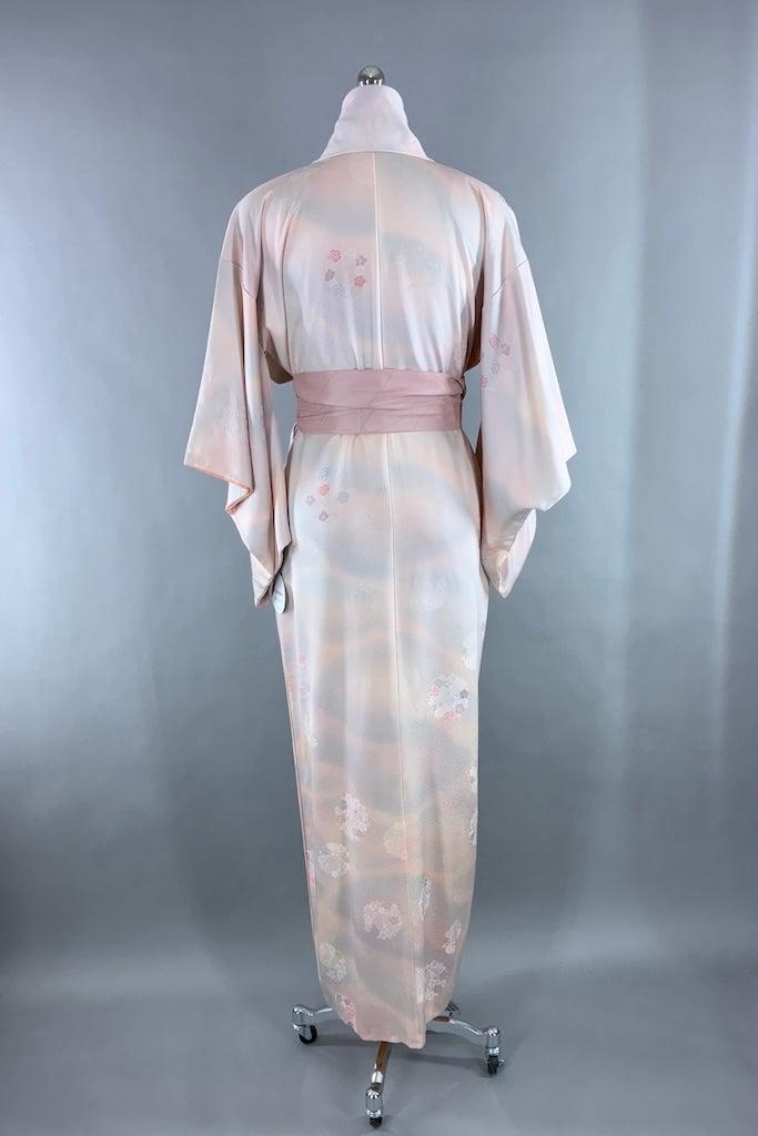 Vintage Pink &amp; Gray Ombre Silk Kimono-ThisBlueBird