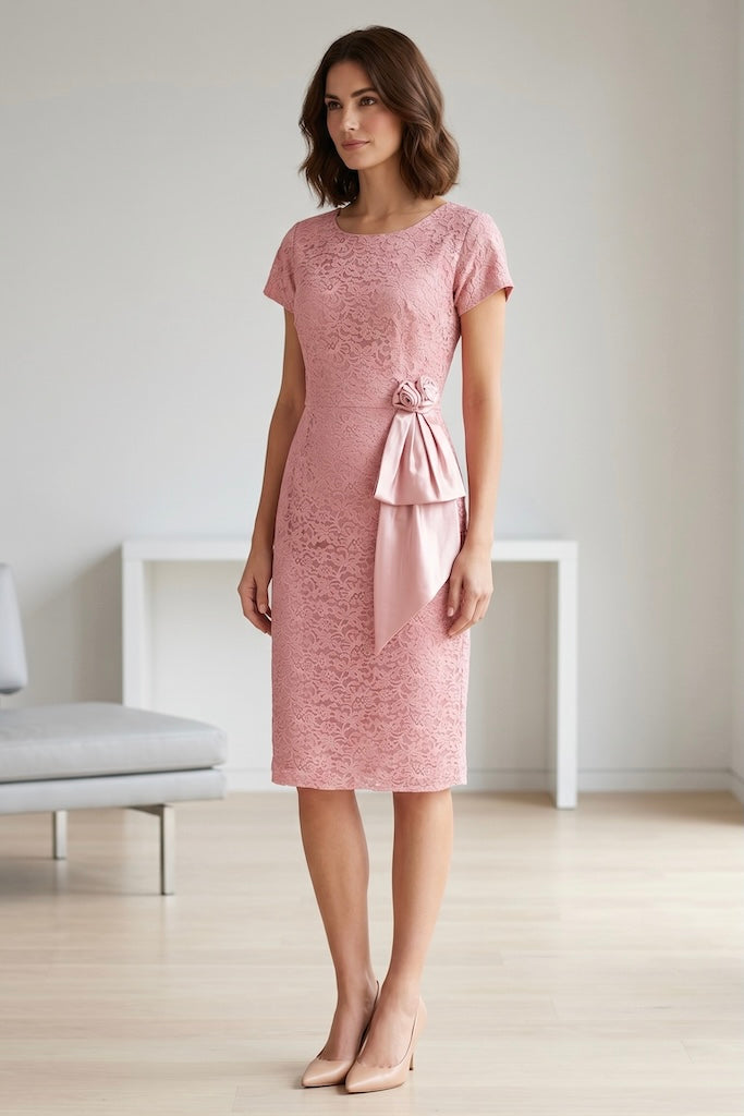 Vintage Pink Lace Cocktail Dress-ThisBlueBird