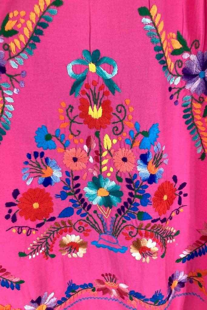 Vintage Pink Mexican Embroidered Dress-ThisBlueBird