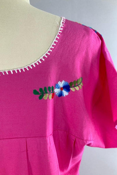 Vintage Pink Mexican Embroidered Dress-ThisBlueBird