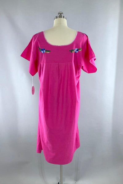 Vintage Pink Mexican Embroidered Dress-ThisBlueBird