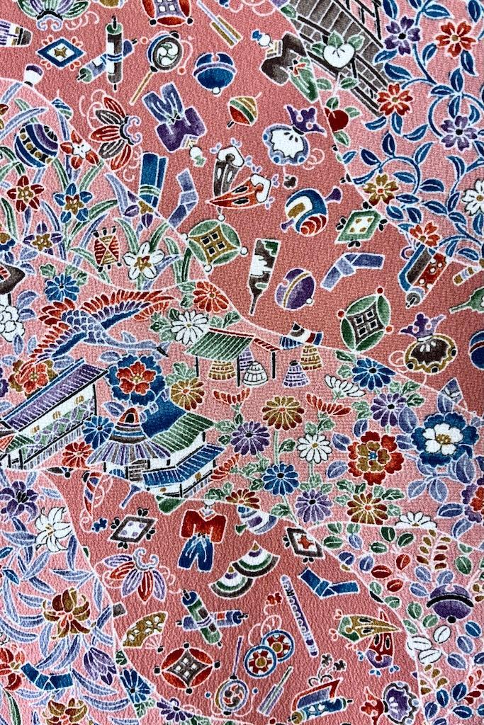 Vintage Pink Novelty Print Kimono-ThisBlueBird