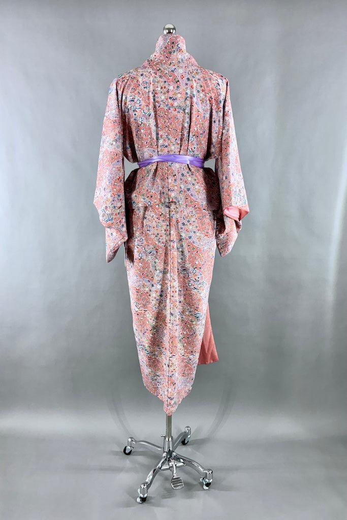 Vintage Pink Novelty Print Kimono-ThisBlueBird