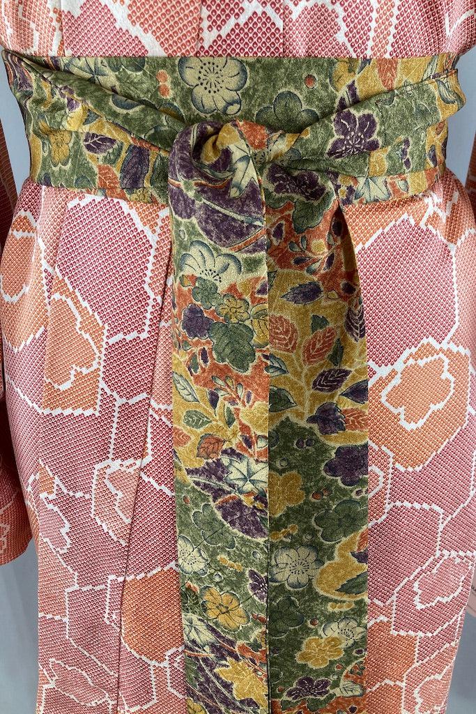 Vintage Pink &amp; Orange Abstract Print Kimono-ThisBlueBird